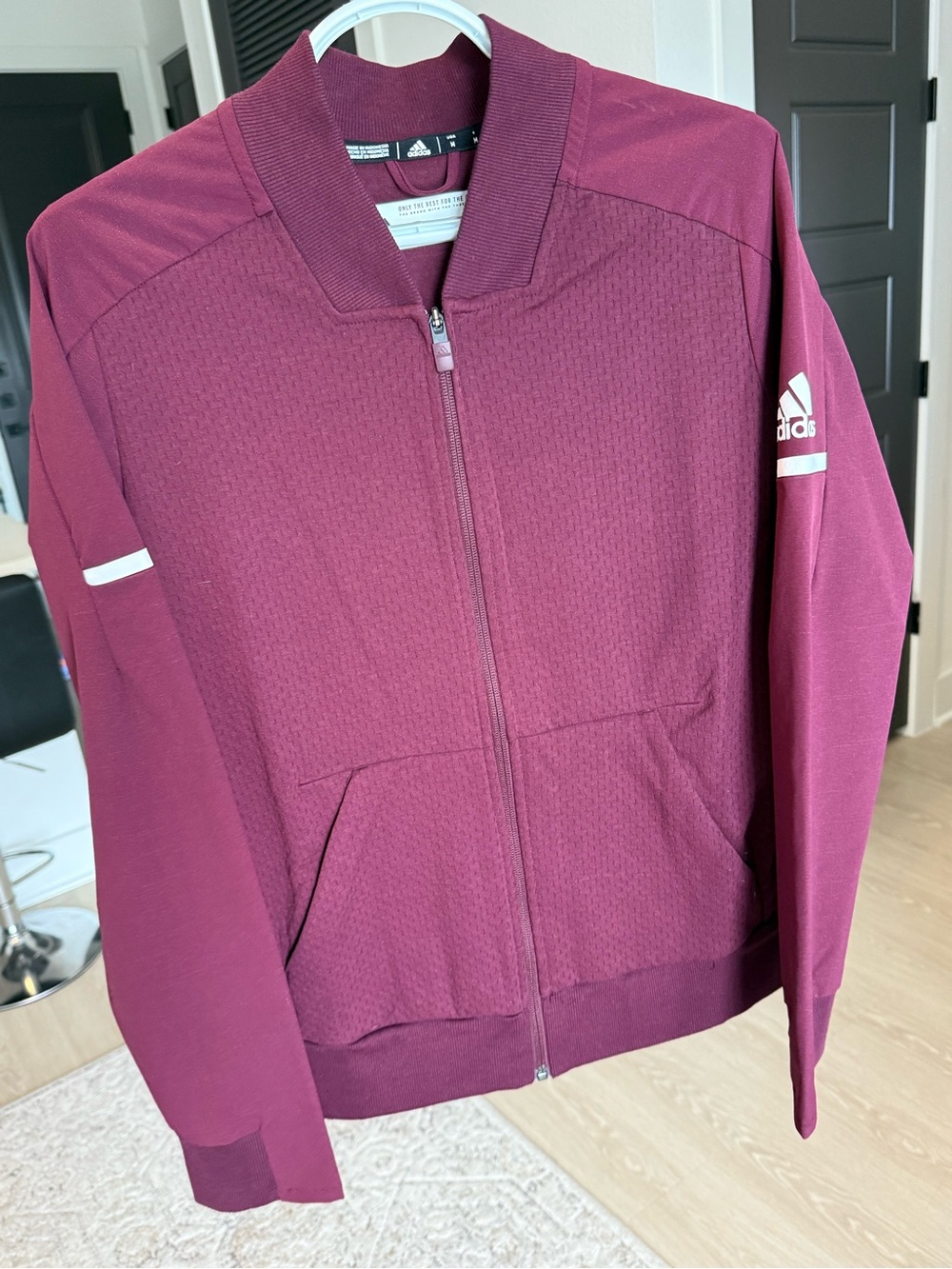 adidas Women’s Maroon Full-Zip Bomber Jacket